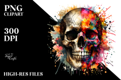 Grunge Skull and Flower Painting PNG Product Image 2