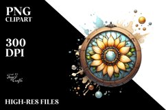 Wooden Sunflower Stained |Clipart Product Image 1