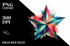 Colorful Watercolor Abstract Star | Sublimation Clipart Product Image 1