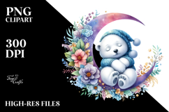 Baby Polar Bear Dressed and Sleeping PNG Product Image 2
