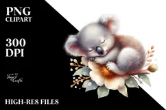 Digital Baby Koala Flower PNG Product Image 2
