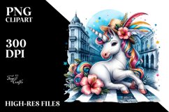 Colorful Baby Unicorn in Cuban Street, PNG Product Image 3