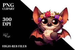 Dancing Bat with Flower Crown, Transparent PNG Product Image 2