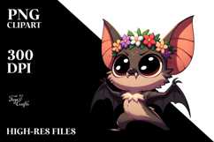 Dancing Bat with Flower Crown, Transparent PNG Product Image 2