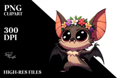 Dancing Bat with Flower Crown, Transparent PNG Product Image 2
