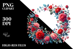 Colorful Red Roses Frame PNG Product Image 2
