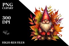 Vibrant Watercolor Autumn Gnome PNG Product Image 1