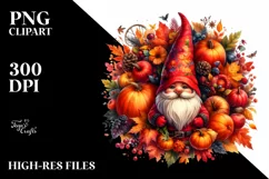 Vibrant Watercolor Autumn Gnome PNG Product Image 3
