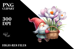 Floating Gnome with Zinnia PNG Product Image 2