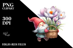 Floating Gnome with Zinnia PNG Product Image 2