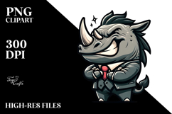 Silly Cartoon Rhino Bow Tie PNG Product Image 2