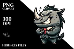 Silly Cartoon Rhino Bow Tie PNG Product Image 2
