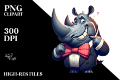 Silly Rhino with Bow Tie, Transparent PNG Product Image 2