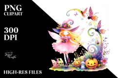 Watercolor Fairy Halloween Scene | Sublimation | Clipart Product Image 2