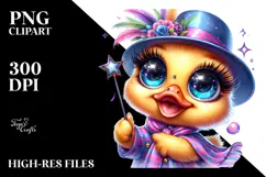 Colorful Baby Duck with Magic Wand PNG Product Image 2