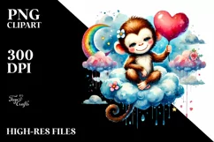 Colorful Monkey with Heart PNG Product Image 2