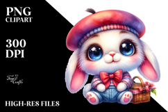 Goofy Baby Bunny with Beret, PNG Product Image 2