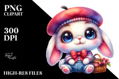 Goofy Baby Bunny with Beret, PNG Product Image 2