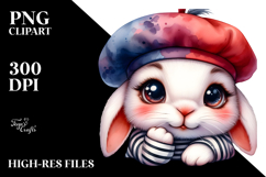 Goofy Baby Bunny with Beret, PNG Product Image 2