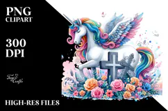 Simple Vibrant Unicorn Drawing with Grave | Clipart Product Image 2