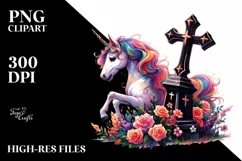Simple Vibrant Unicorn Drawing with Grave | Clipart Product Image 3