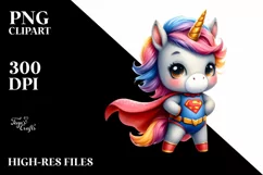 Cute Baby Unicorn Posing as Hero | Clipart Product Image 3