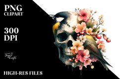 Bird with Spring Flowers and Skull, High-Res PNG Product Image 2