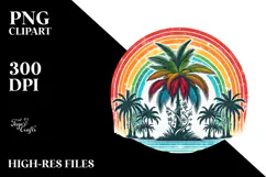 Vintage Tropical Tree Rainbow Clipart PNG Product Image 2