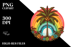 Vintage Tropical Tree Rainbow Clipart PNG Product Image 2