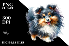Cute Watercolor Border Collie with Big Eyes PNG Product Image 2