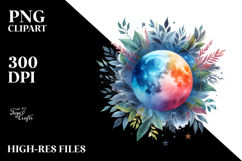 Vibrant Abstract Moon Foliage | Clipart Product Image 2