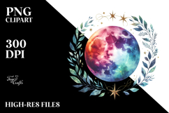 Vibrant Abstract Moon Foliage | Clipart Product Image 2