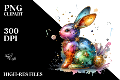 Colorful Bunny made of on Splashy Background, PNG Product Image 2