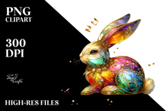 Colorful Bunny made of on Splashy Background, PNG Product Image 2