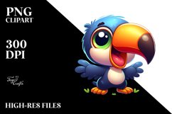 Colorful Baby Toucan Cartoon | Sublimation Clipart Product Image 3