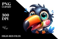 Colorful Baby Toucan Cartoon | Sublimation Clipart Product Image 1