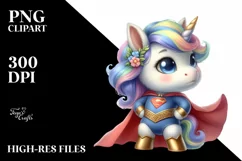 Cute Baby Unicorn Posing as Hero | Clipart Product Image 1