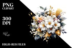 Vibrant Abstract Bouquet GOLD FOIL | Clipart Product Image 1