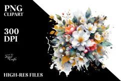 Vibrant Abstract Bouquet GOLD FOIL | Clipart Product Image 2