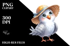 Funny Dove Standing in Sun Hat | Sublimation Clipart Product Image 1
