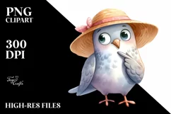 Funny Dove Standing in Sun Hat | Sublimation Clipart Product Image 1