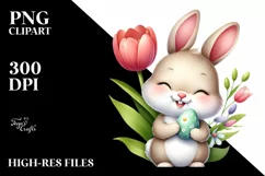 Easter Bunny Egg Flower, Clipart |T-shirt, Mug PNG Product Image 7