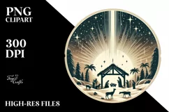 Retro Nativity Scene Christmas Ornament PNG Product Image 2