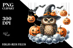 Halloween Owl on Half Moon, PNG Product Image 2