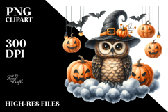 Halloween Owl on Half Moon, PNG Product Image 2