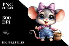 Watercolor Baby Mouse Big Eyes | Clipart Product Image 2