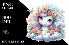 Pastel Cute Baby Unicorn in Sky Garden Product Image 3