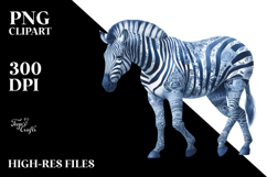 Cute Zebra Blue Toile PNG Product Image 2