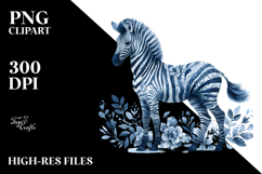 Blue Toile Zebra, PNG Product Image 2