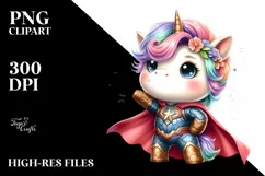 Cute Baby Unicorn Hero Watercolor Product Image 1